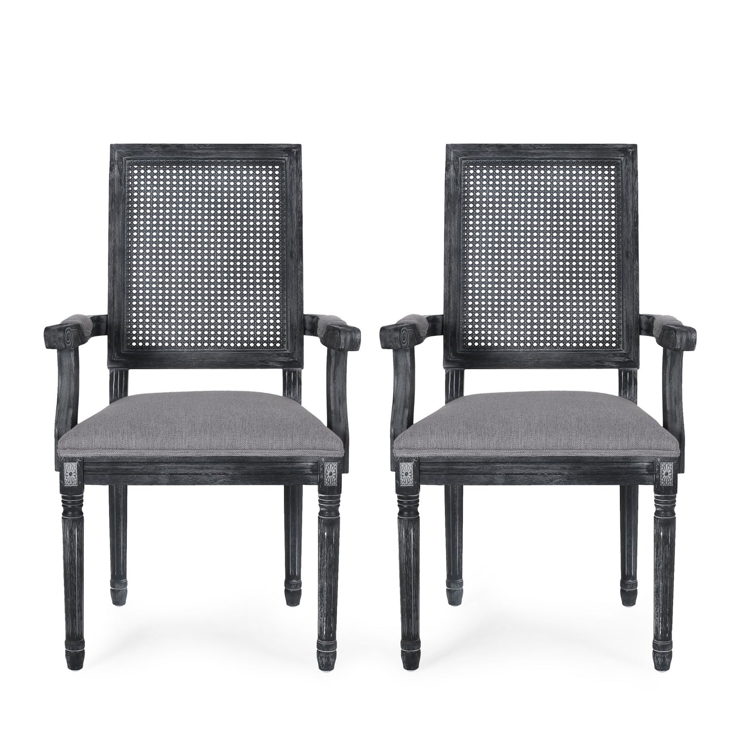 Elegant French Country Style Dining Chair With Cane Backrest Noble House