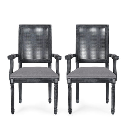 Elegant French Country Style Dining Chair With Cane Backrest Noble House