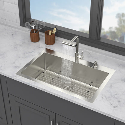 Drop In Kitchen Sink With Pull Down Faucet And Soap Dispenser Daily Nest