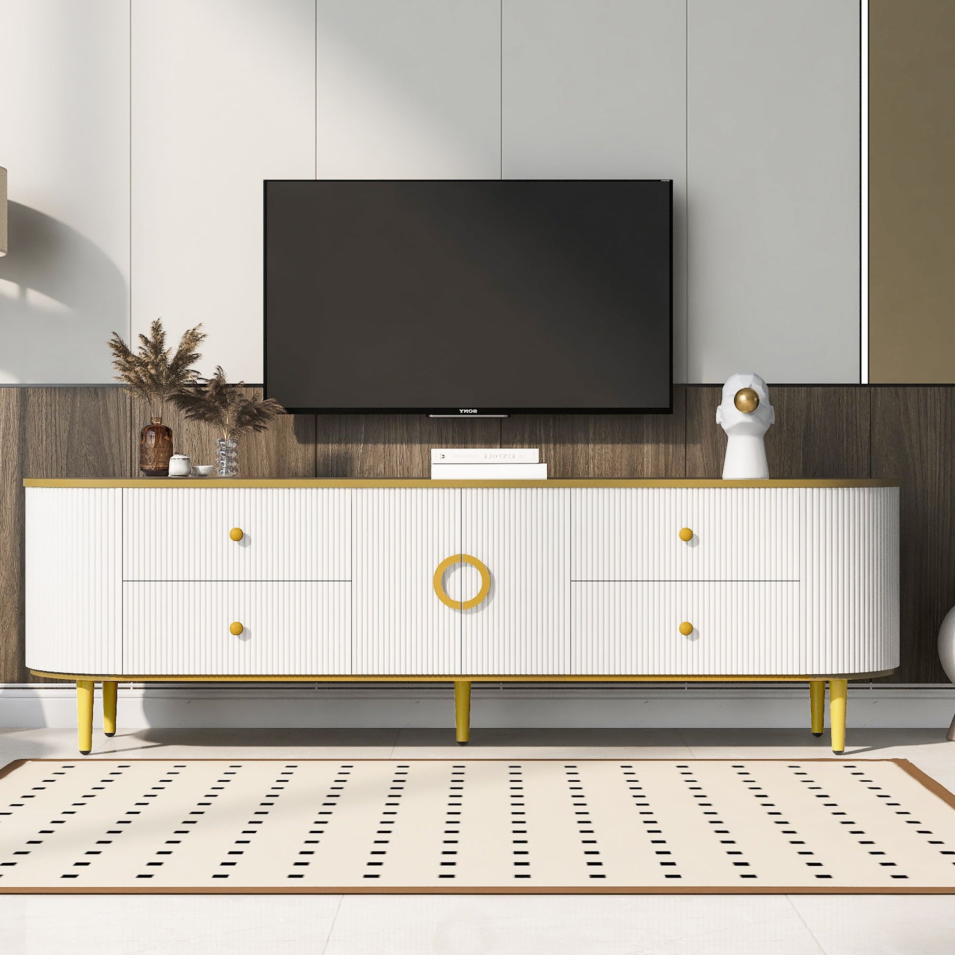 Modern TV Stand With 4 Drawers And 1 Cabinet Hearth and Haven