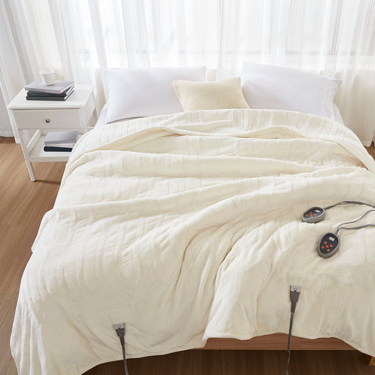 Heated Microlight to Berber - Queen Blanket - Ivory Beautyrest