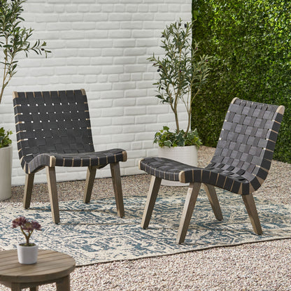 Lounge Chair With Stunning Rope Weave Design, (Set of 2) - Black Noble House