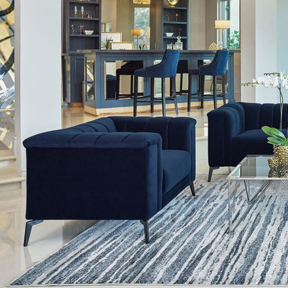 Chalet - Upholstered Tuxedo Arm Tufted Chair - Blue CoasterEssence