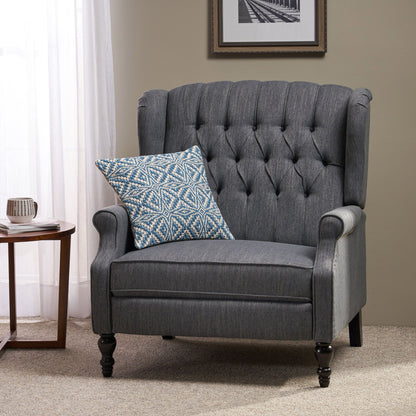 Dunham - Contemporary Fabric Tufted Oversized Pushback Recliner Noble House