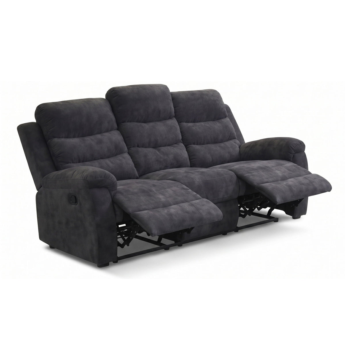 3 Seater Manual Recliner Sofa With 150° Recline, 2 Adjustable Side Seats, Extended Footrest, Oversized Seating For Living Room - Dark Gray Home Essentials