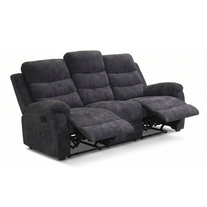 3 Seater Manual Recliner Sofa With 150° Recline, 2 Adjustable Side Seats, Extended Footrest, Oversized Seating For Living Room - Dark Gray Home Essentials