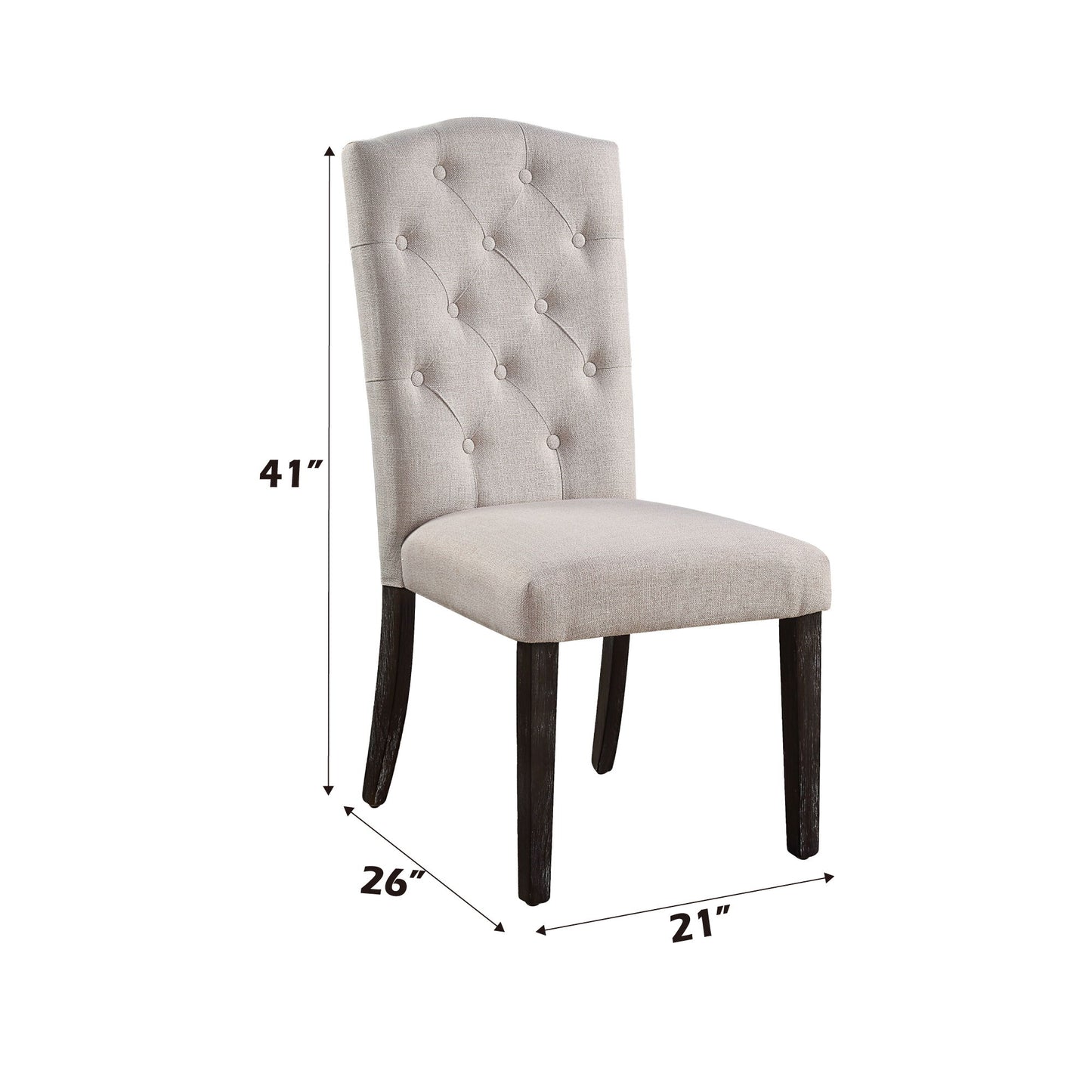 Gerardo - Linen Weathered Dining Chair (Set of 2) - Beige Acme