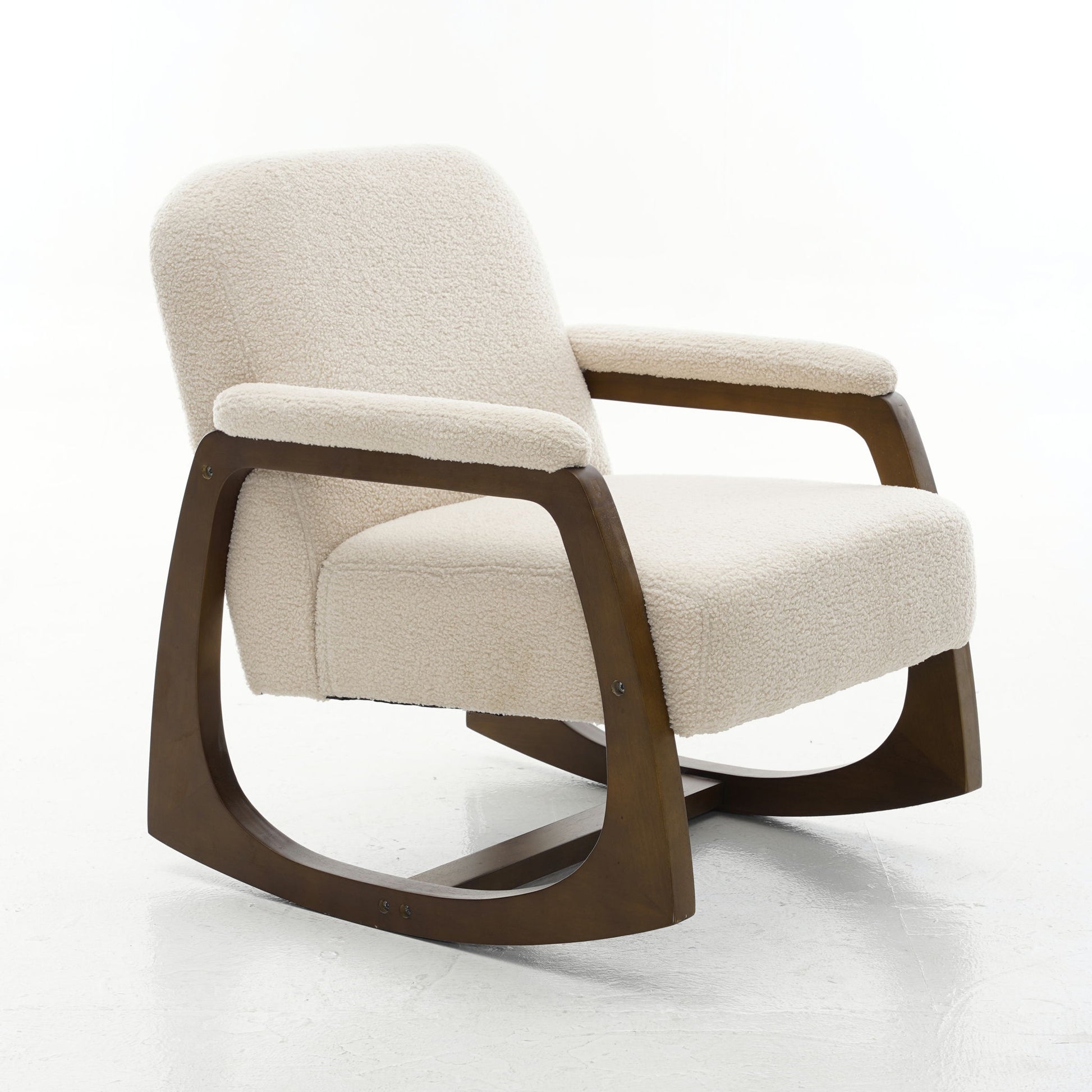 Curved Frame Rocking Accent Chair - Beige / Brown Home Essentials