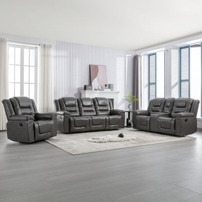 Home Theater Recliner Set Manual Recliner Chair With Wide Armrest, Two Built-In Cup Holders For Living Room Hearth and Haven