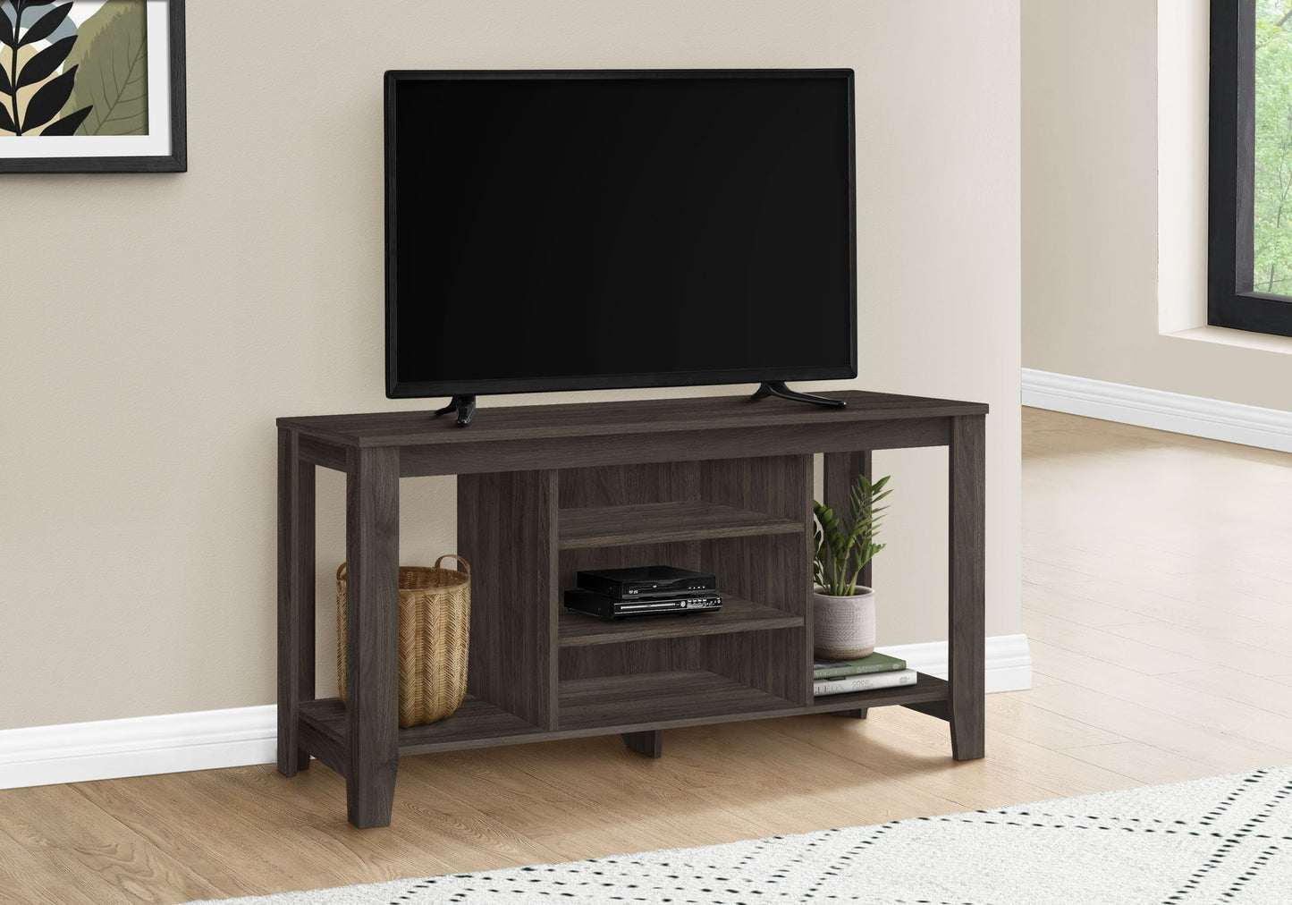 TV Stand, Console, Media Entertainment Center, Versatile Storage Shelves 8th Street