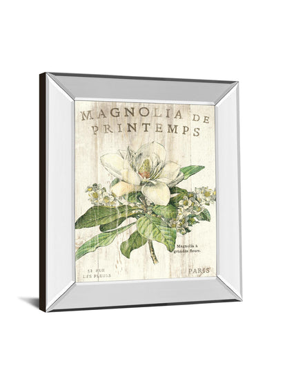 Magnolia De Printemps By Sue Schlabach - Mirror Framed Print Wall Art - White