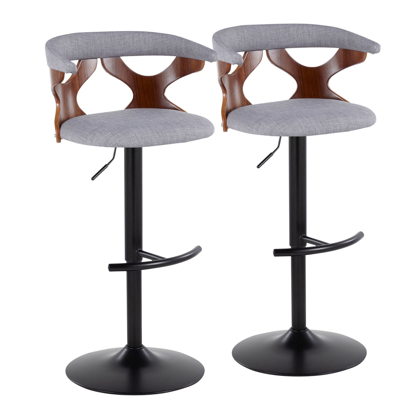 Gardenia - Contemporary Adjustable Barstool, Swivel With Rounded T Footrest (Set of 2) Lumi Source