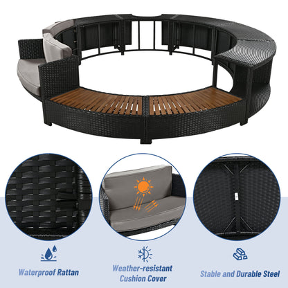 Spa Surround Spa Frame Patio Rattan Sofa Set With Storage Spaces, Mini Sofa And Comfortable Cushion For Patio, Backyard Hearth and Haven