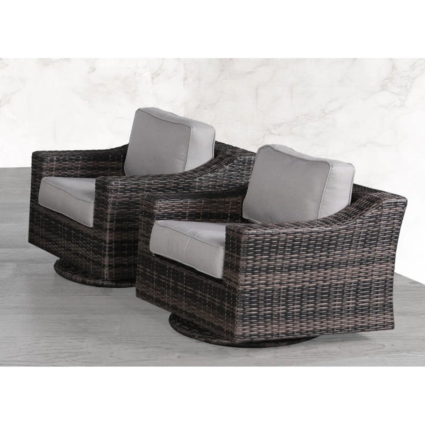 Contemporary Outdoor Swivel Patio Chair With Cushions (Set of 2) - Brown LSI Patio Furniture