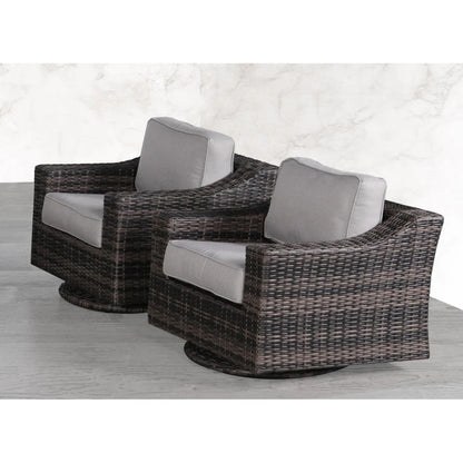 Contemporary Outdoor Swivel Patio Chair With Cushions (Set of 2) - Brown LSI Patio Furniture