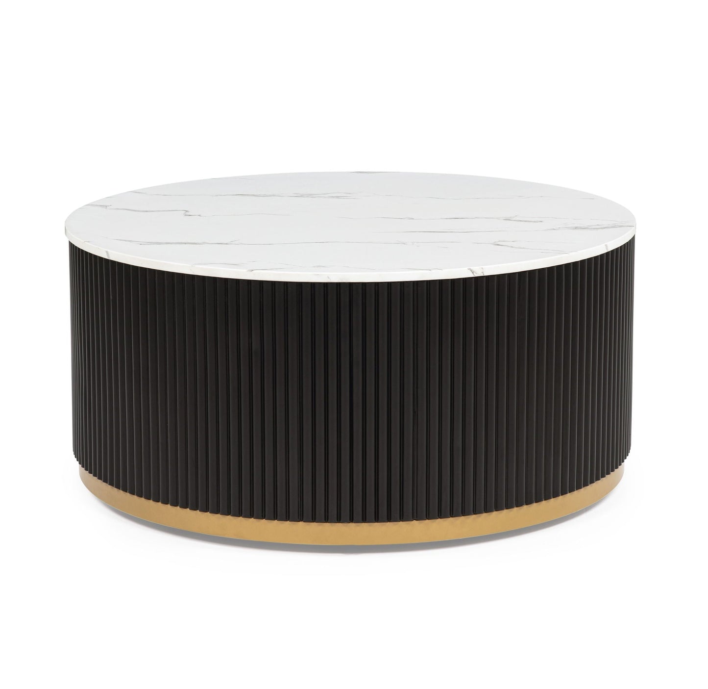 Kara - Coffee Table With Casters - Black / White Crown Mark