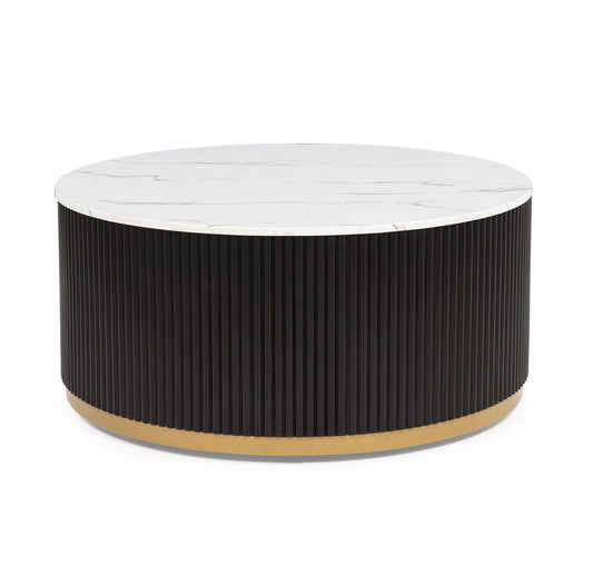 Kara - Coffee Table With Casters - Black / White Crown Mark