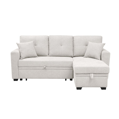 Upholstered Sectional With Pull Out Bed And Chaise Storage Home Essentials