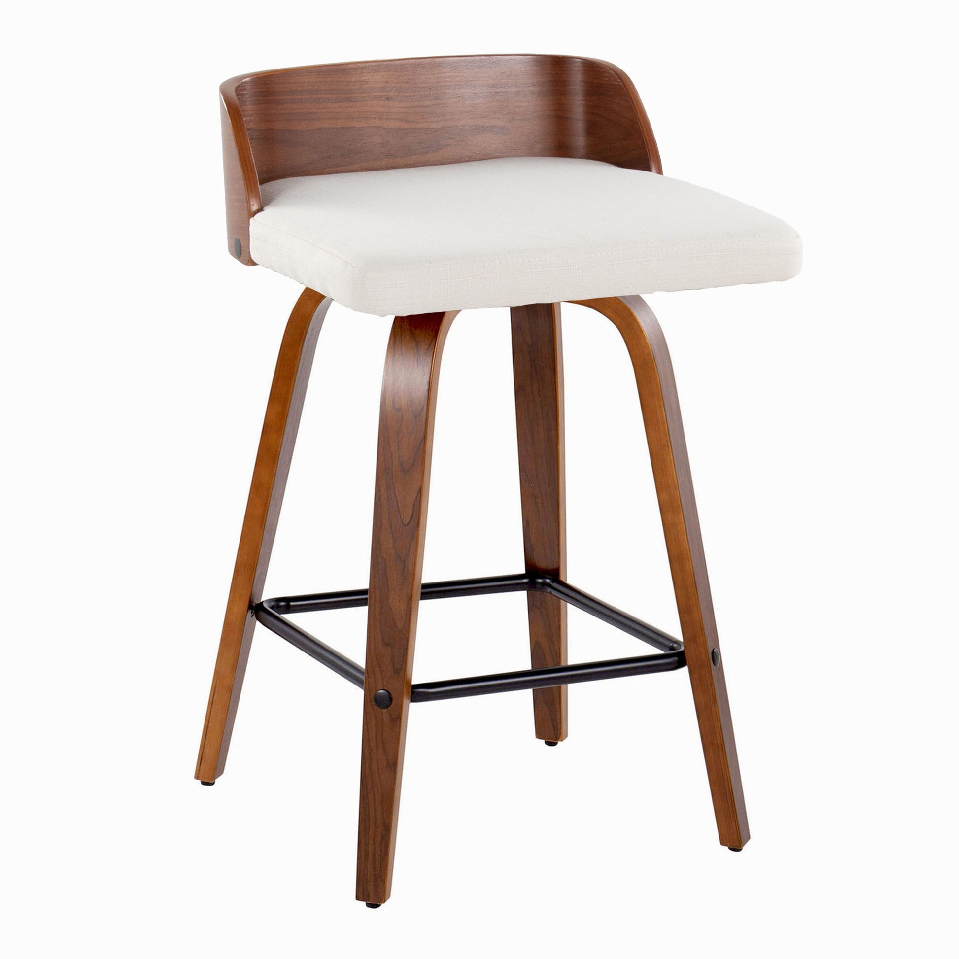 Maya - Mid Century Modern Fixed Height Counter StoolSwivel And Square Footrest (Set of 2) Lumi Source