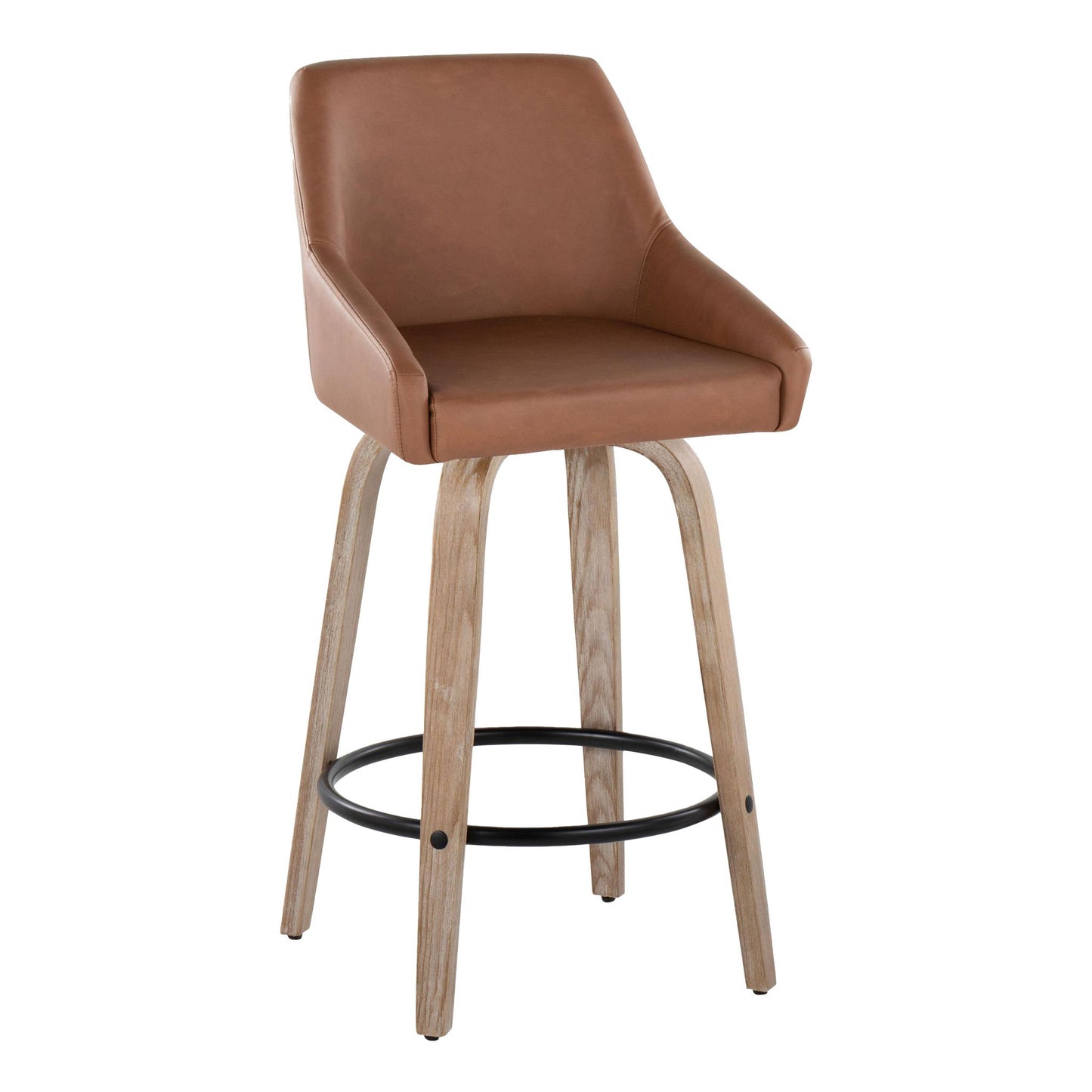 Hannah - Transitional Fixed Height Counter Stool With Swivel With Round Footrest (Set of 2) Lumi Source
