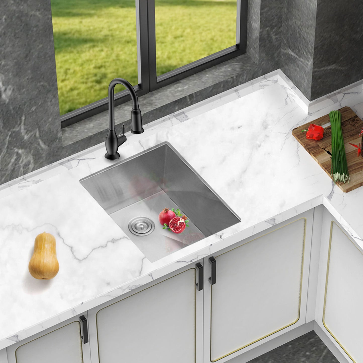 Modern Style Undermount Sink With Stainless Steel, Deep Single Bowl Daily Nest