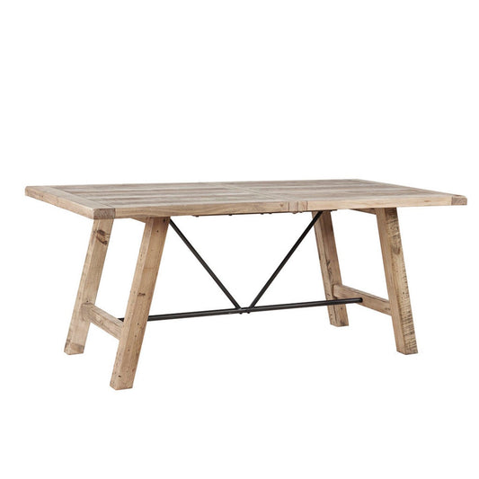 Rustic Dining Table With Metal Support - Natural JLA
