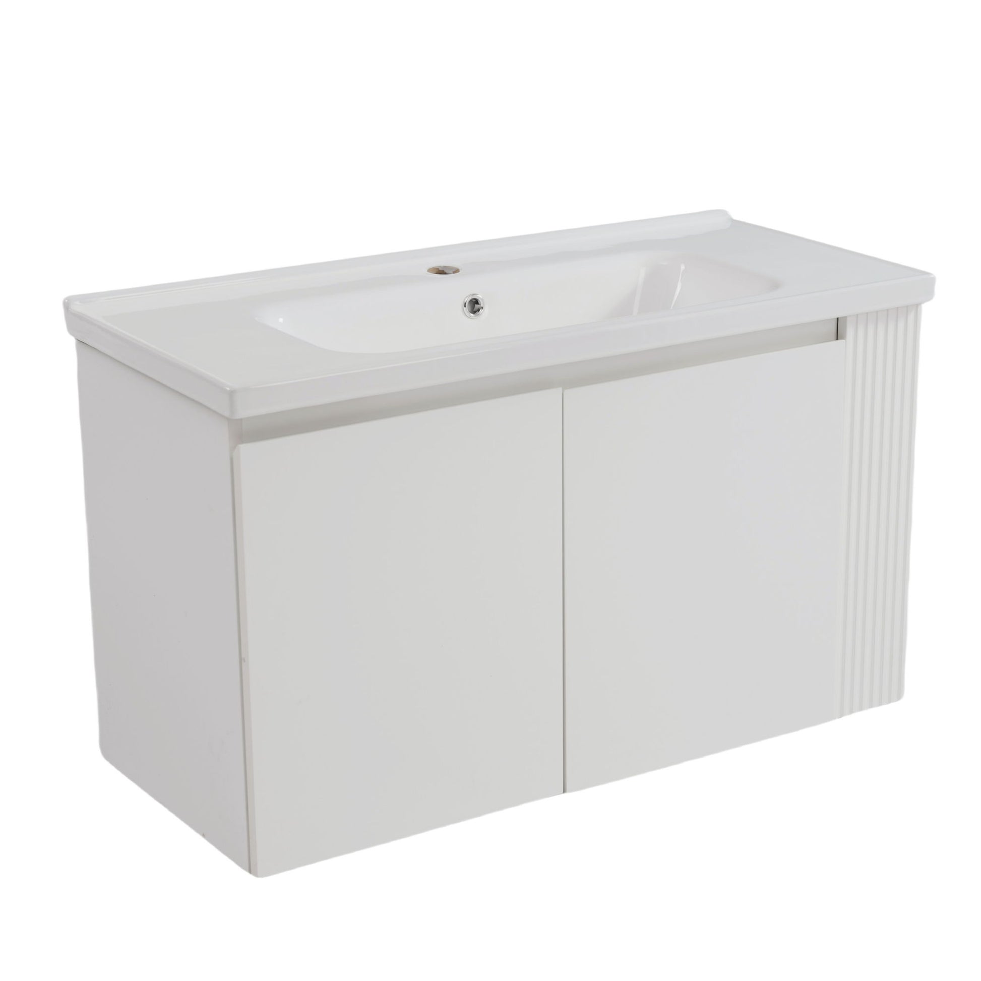 Wall Mounted Bathroom Vanity With Sink, 2 Open Shelves - White Noble House