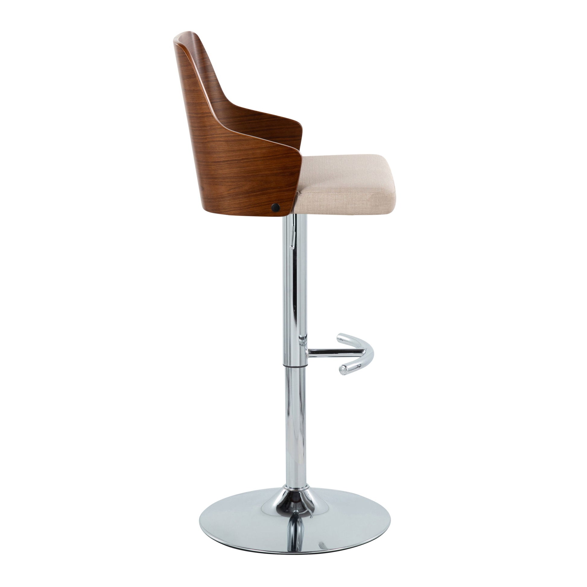 Ariana - Mid Century Modern Adjustable Barstool Stool With Swivel With Rounded T Footrest (Set of 2) Lumi Source