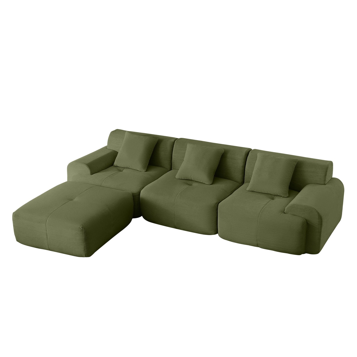 L Shaped Modular Sectional Sofa Corduroy And Movable Ottoman Home Essentials