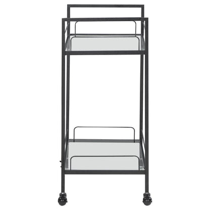 Curltis - 2-Tier Rectangular Glass Shelf Metal Bar Cart - Black CoasterEssence