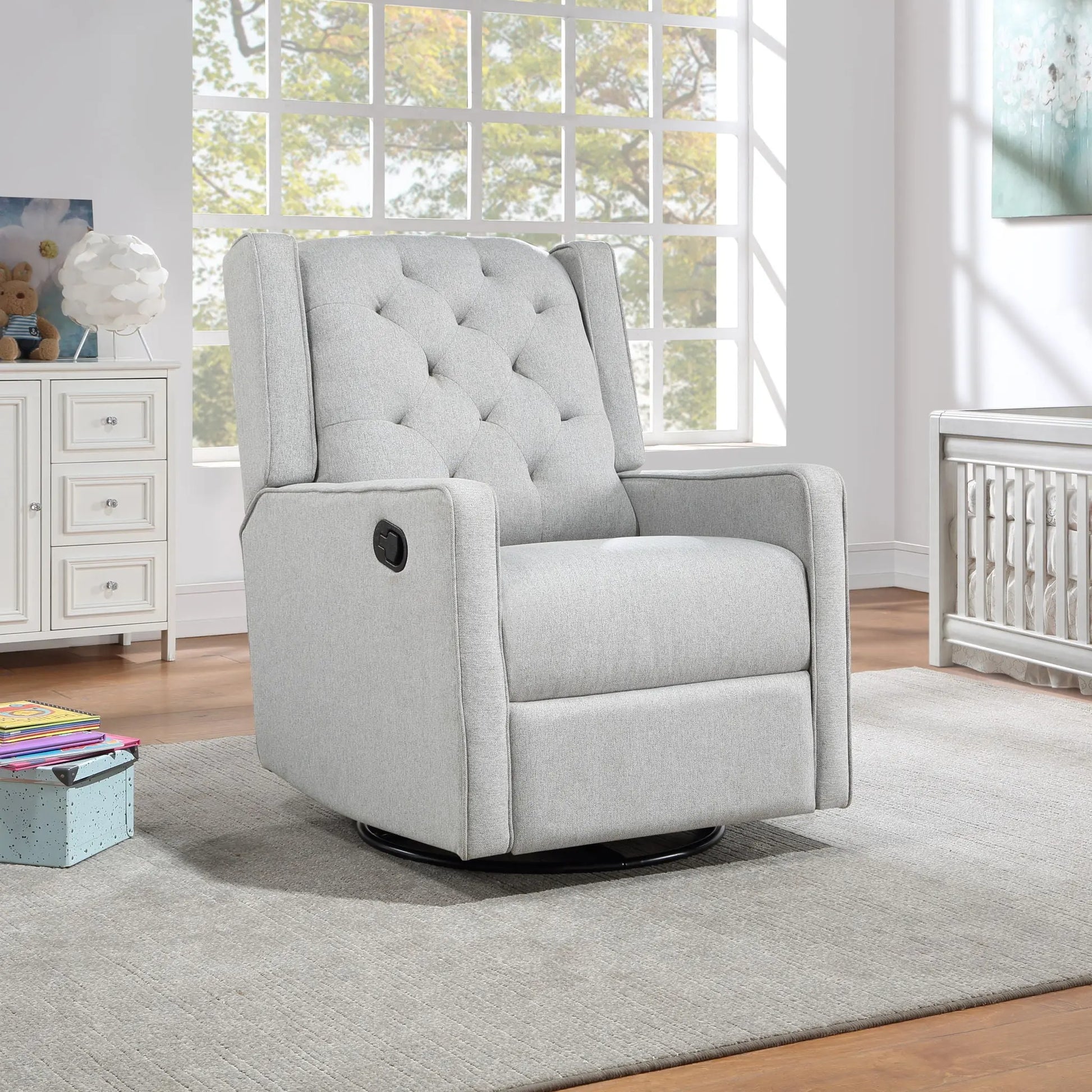 Milah - Gliding Swivel Recliner Tufted Suite Bebe