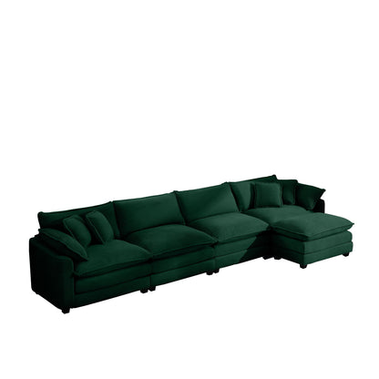 Modern Oversized Modular Cushion Sofa With Ottoman, Low Back, Deep Seating Sofa Set Home Essentials