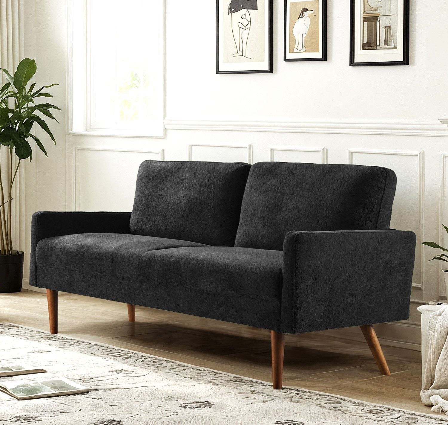 Sofa, European Style With Sleek Design, Modern & Vintage Flair, Upholstered 3 Seater Couch US Pride