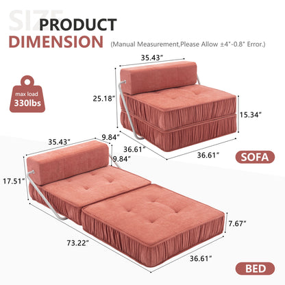 Folding Sofa With Removable Back Cushion, Convertible Futon Sleeper Chair Home Essentials