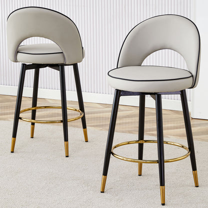 Modern Upholstered 360° Rotatable Bar Chair With Metal Legs For Dining Room (Set of 2) Home Essentials