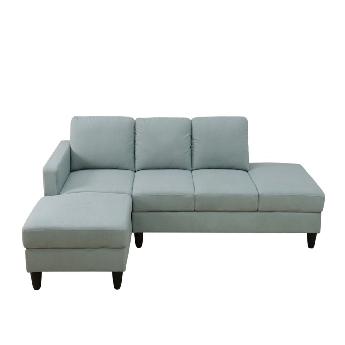 L - Shaped Sectional Sofa With Left Chaise & Ottoman - Pale Green Home Essentials