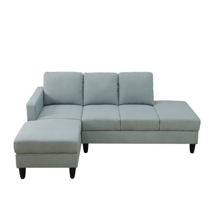 L - Shaped Sectional Sofa With Left Chaise & Ottoman - Pale Green Home Essentials