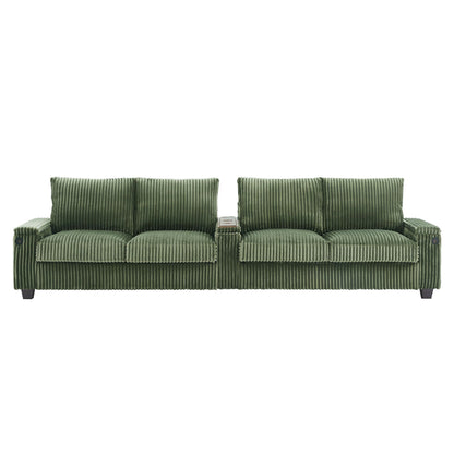 Modern 4 Seater Corduroy Sofa Couch With USB Ports And Hidden Storage Hearth and Haven