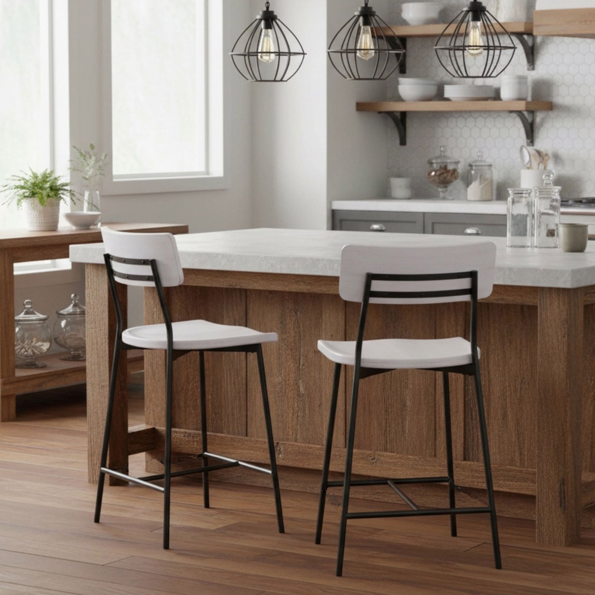 Badin - Counter Stool - White Washed Home Essentials