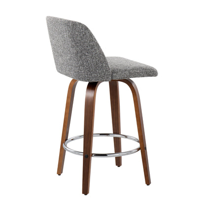 Toriano - Mid-Century Modern Fixed Height Counter Stool With Round Footrest (Set of 2) Lumi Source