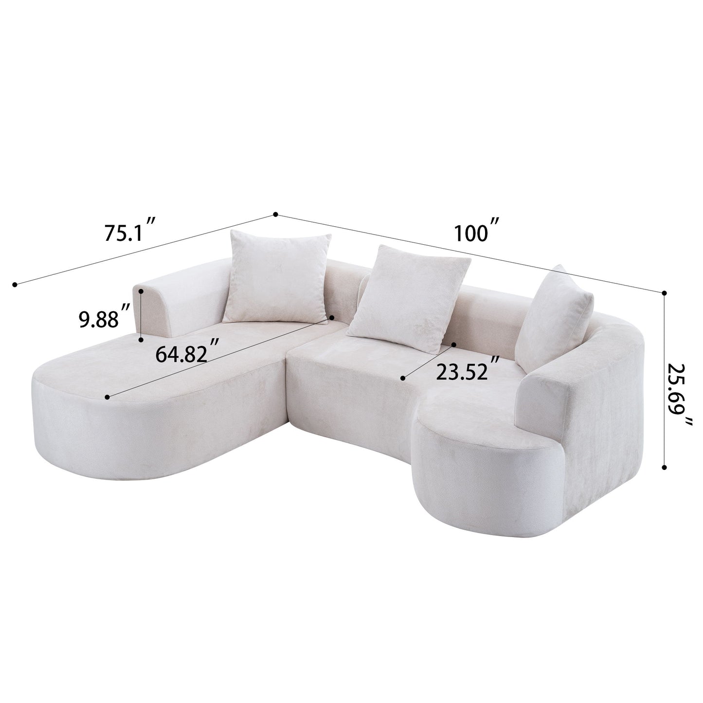 Modular Sectional Sofa With L Shape Chaise With Deep Seat Home Essentials