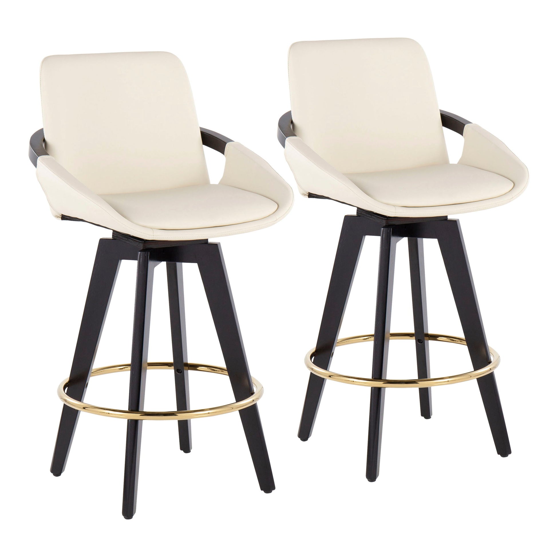 Cosmo - Contemporary Fixed Height Counter Stool With Swivel With Round Footrest (Set of 2) Lumi Source