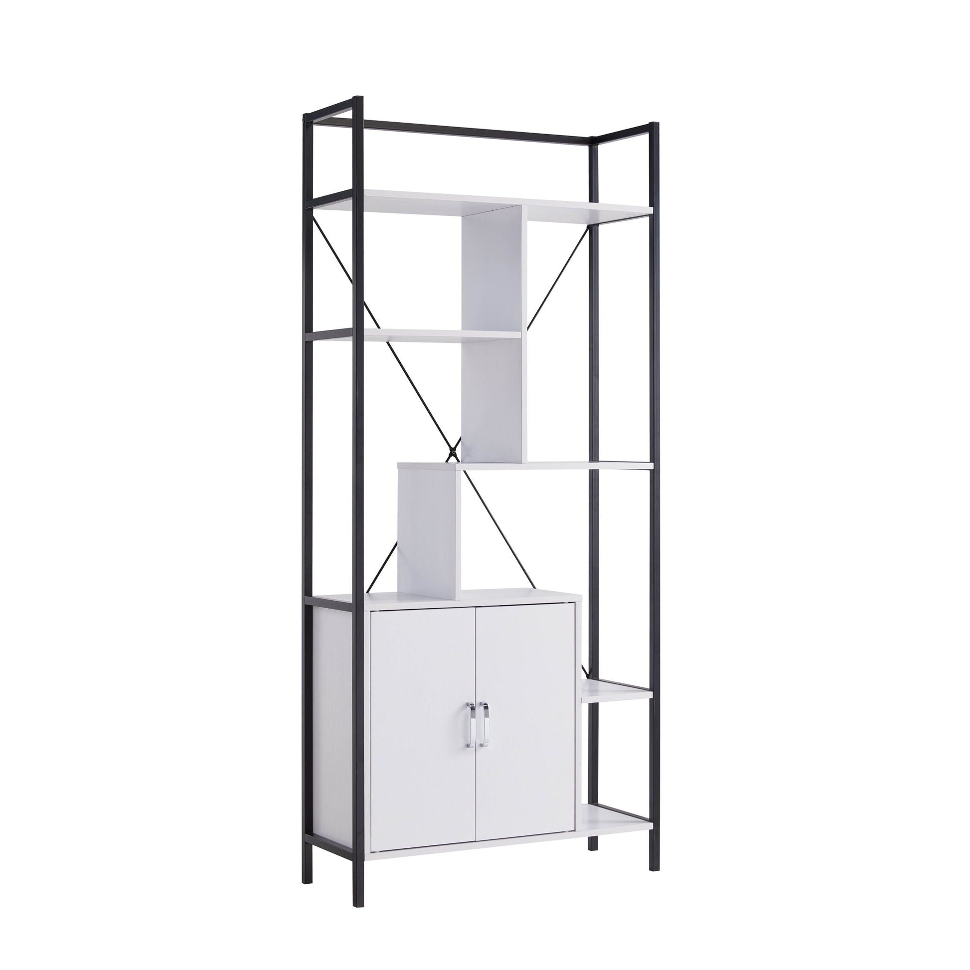 Modern Bookcase With Two Door Storage Cabinet With Two Shelves Home Essentials