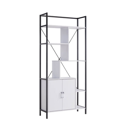 Modern Bookcase With Two Door Storage Cabinet With Two Shelves Home Essentials