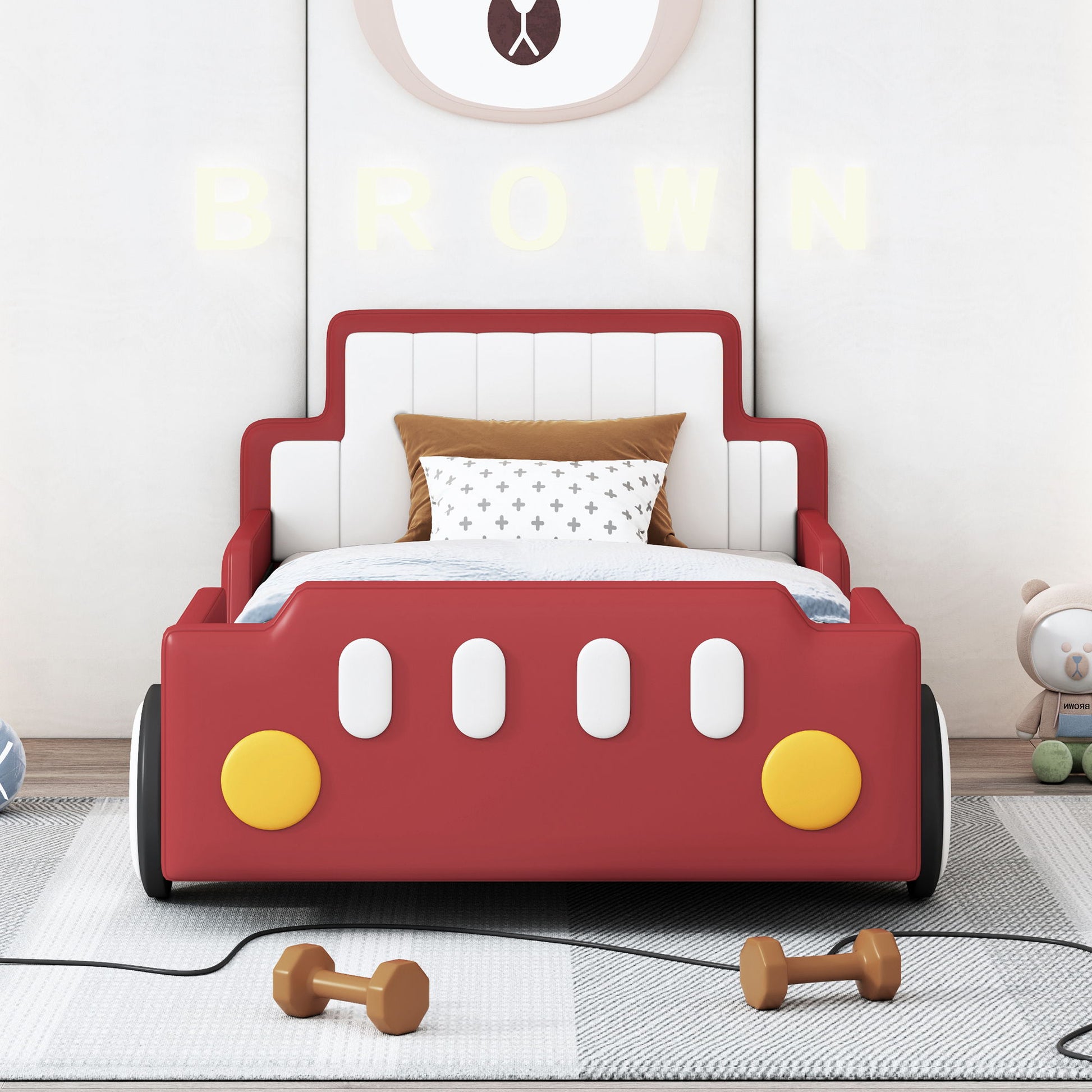 Race Car Shaped Platform Bed With Wheels Halcyon Home