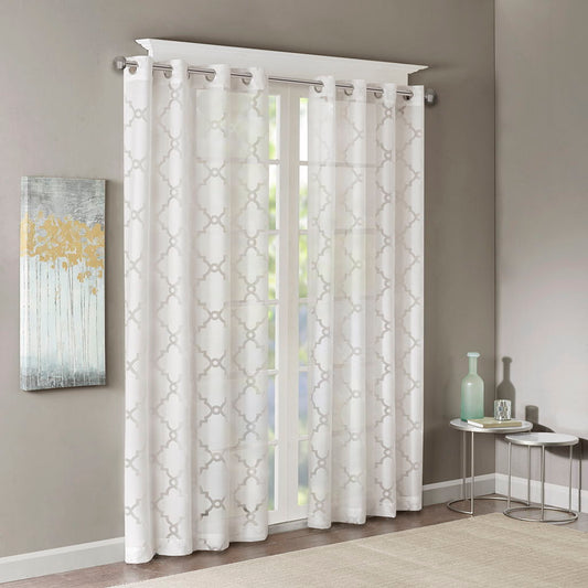 Eden - 63" Fretwork Burnout Sheer Panel - White