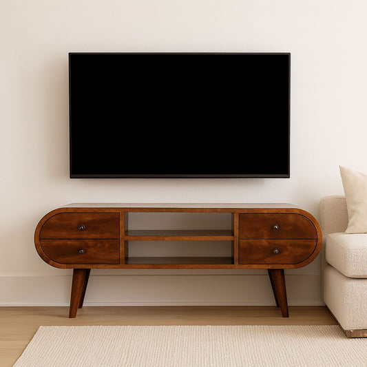 Circular Media Unit With 2 Open Slots Artisan Furniture