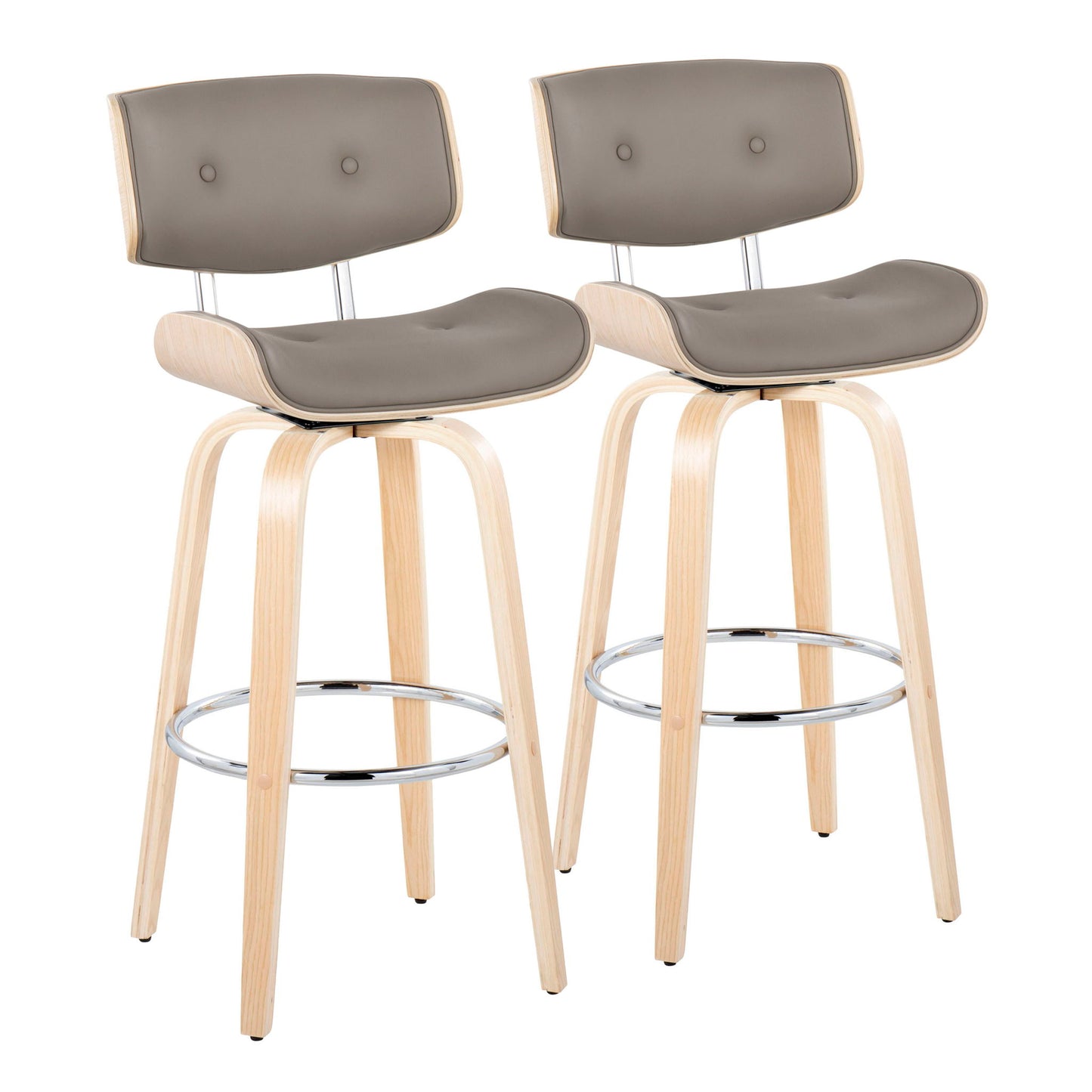 Lombardi - Mid Century Modern Fixed Height Barstool With Swivel With Round Footrest (Set of 2) Lumi Source