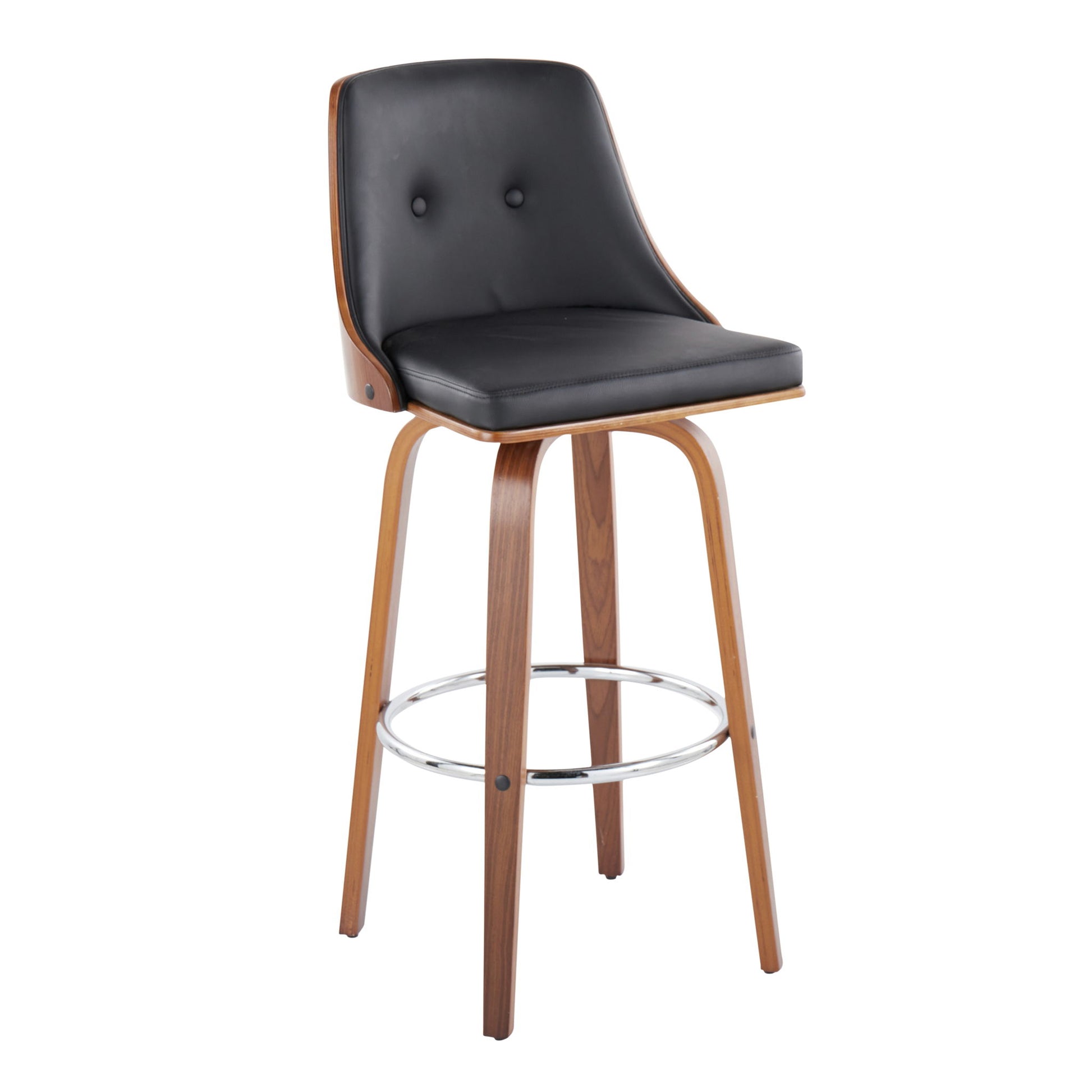 Gianna - Mid Century Modern Fixed Height Barstool With Swivel With Round Footrest (Set of 2) Lumi Source