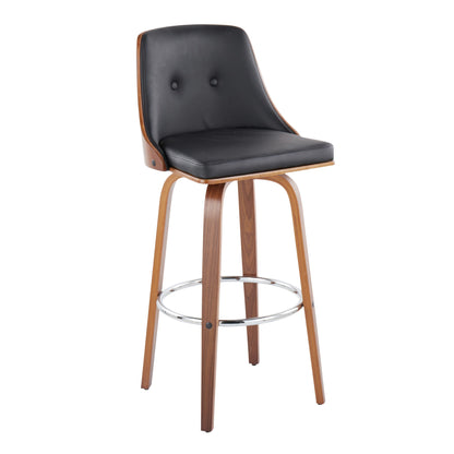 Gianna - Mid Century Modern Fixed Height Barstool With Swivel With Round Footrest (Set of 2) Lumi Source